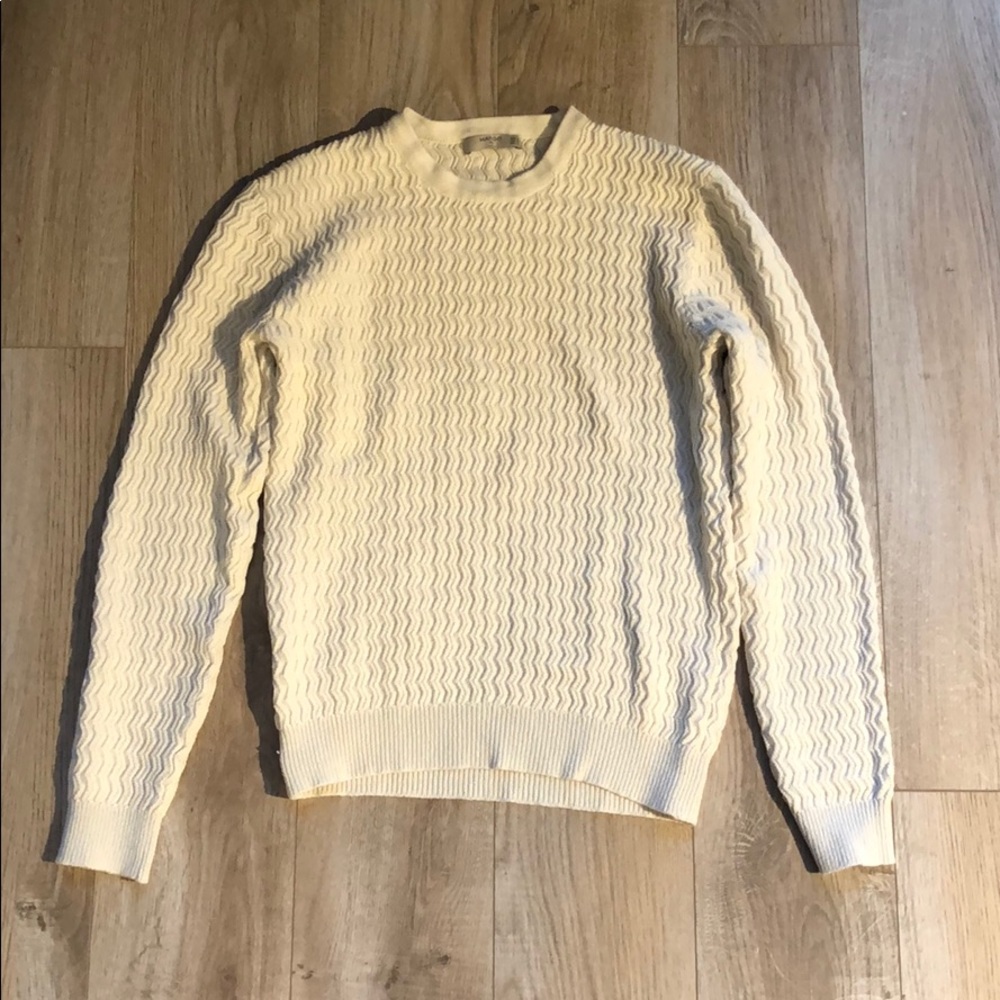 Mango Man White Woven Pattern Sweater (Mens XS)